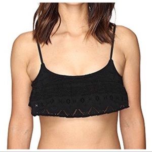 NWT Roxy Black Bikini Lace Flutter Top